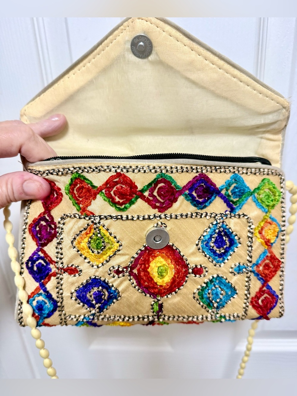 Hand-Embroidered Multicolor Envelope Clutch - Picture 6 of 6
